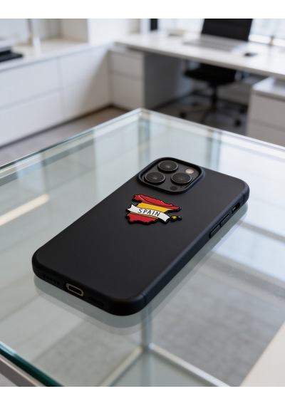 İspanya Bayraklı Haritası Telefon Sticker 3d Metal Tasarım, Arka Süs A300145