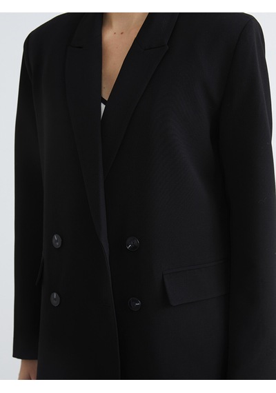 Lcw Studıo Siyah Kruvaze Yaka Kadın Blazer Ceket