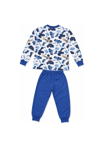 Ertaş Trend Store Erkek Çocuk Premium Penye İş Makinesi Desenli Uzun Kollu Pijama Takımı 2-11 Yaş - Mavi Çok Renkli