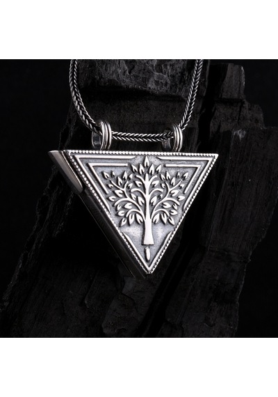 Fkgümüş 925 Ayar Gümüş Otantik Motif İşlemeli Hayat Ağacı Muska Kolye