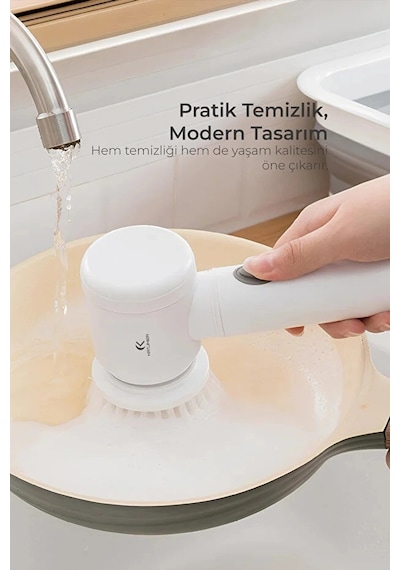 Şarjlı Elektrikli Temizlik Fırçası Mutfak Banyo Lavabo Ve Küvet İçin Çok Amaçlı Döner Fırça Diğer