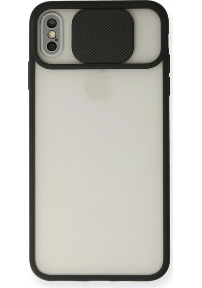 Newface - 637 - iPhone Uyumlu Xs Max Kılıf Palm Buzlu Kamera Sürgülü Silikon - Novapazr - - Siyah
