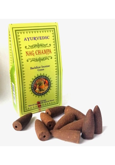 Ayurvedic Nag Champa Konik Geri Akış Tütsü 10'lu