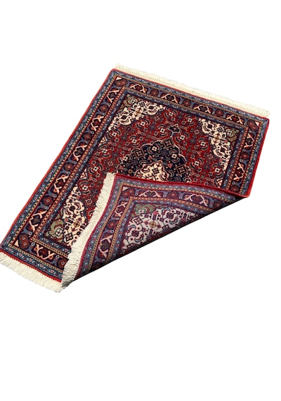 El Dokuması Küçük İran Halısı 66x90 Kırmızı Lacivert Kök Boya %100 Yün Halı