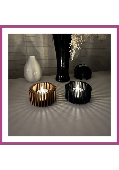 Gees Global 3d Baskı Modern Çizgili Mumluk - Tealight Mumluk 1 Adet -kahverengi Gbzs