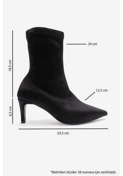Luvishoes Rossano Siyah Scuba Kadın İnce Topuklu Bot Siyah