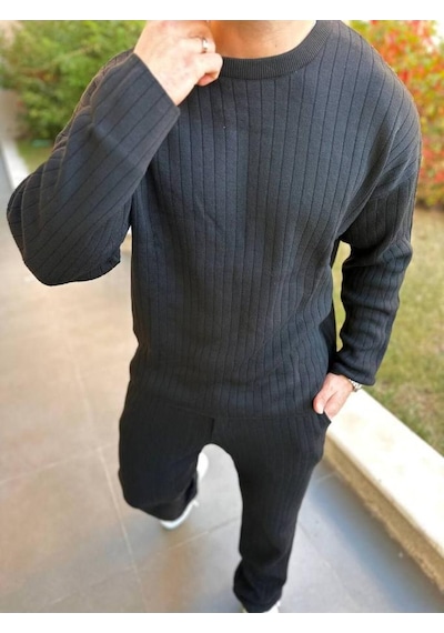Uzun Sweatshirt Kollu Tişört Fitilli Örme Triko Yumuşak Dokulu Tüylenmez Pamuklu Kazak Ekru Uzun Sweatshirt Kollu Tişört Fitilli Örme Triko Yumuşak Dokulu Tüylenmez Pamuklu Kazak Ekru