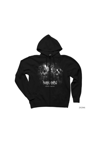Rotting Christ Under Our Clack Cult Siyah Fermuarlı Kapşonlu Sweatshirt