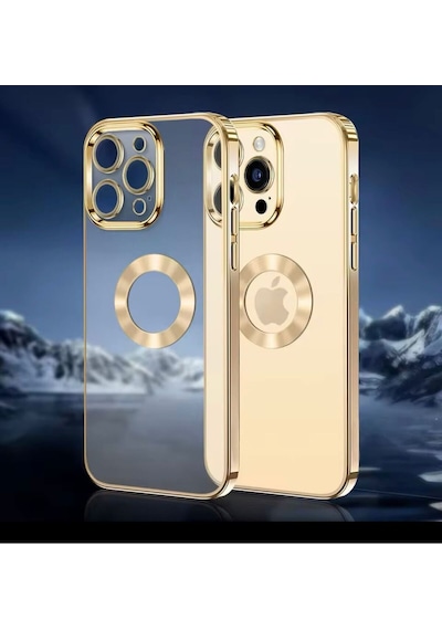 Apple Uyumlu iPhone 14 Pro Extra Kamera Korumalı Kamerası Cam Lensli Lazer Lüx Kılıf - Tam Koruma-kalite Altın