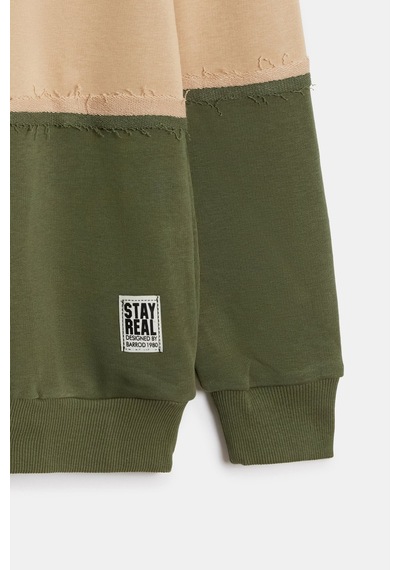 Shooter Sportwear Shooter Erkek Günlük Sweatshirt Bisiklet Yaka Regular Kalıp 3 İplik Haki