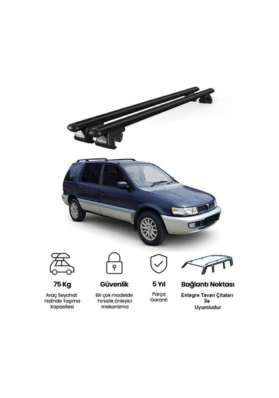 Venüs Mitsubishi Chariot 1991-1997 Uyumlu Siyah Ara Atkı Port Bagaj Tavan Barı
