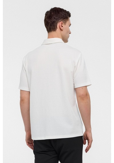 Backandbond Beyaz Regular Fit Örme Gömlek