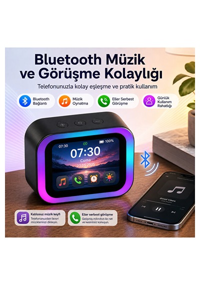 Yapay Zeka Sesli Asistan Destekli Akıllı Bluetooth Hoparlör Dokunmatik