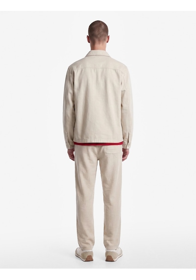 Koton Beli Bağcıklı Düğmeli Cepli Regular Fit Pamuklu Chino Müslin Pantolon Bej 7wam40045hw Ekru