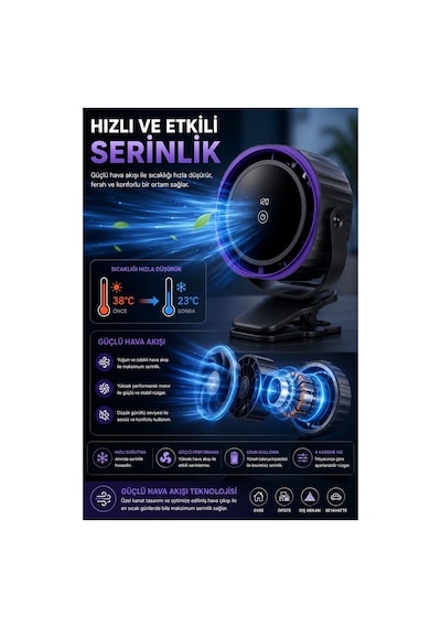 Robeve Blic Led Ekranlı Şarjlı Klipsli Fan Usb-c Şarjlı Masaüstü Vantilatör 4 Kademeli Güçlü Rüzgar, Dijital Gösterge, Sessiz Mini Fan, Taşınabilir Masa Ve Bebek Arabası Klipsli Fan