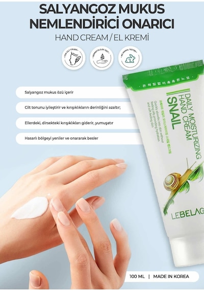 Lebelage Salyangoz Mukus Özlü Yoğun Nemlendirici Ve Onarıcı El Kremi 100 ml