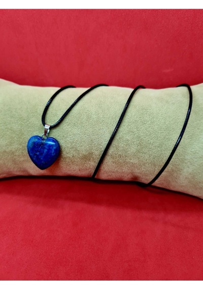 Sertifikalı Doğal Lapis Lazuli Taşı Kalp Kolye Zincir Dahil Çok REnkli