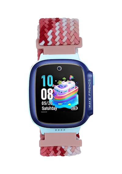 Huawei Watch Gt5 41mm Mkst Krd-139 18mm Çocuklara Özel Örgü Kordon - Kırmızı-pembe