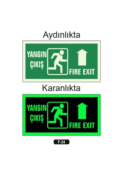 Fosforlu Yangın Çıkışı Fıre Exıt Yön Levhası F-24
