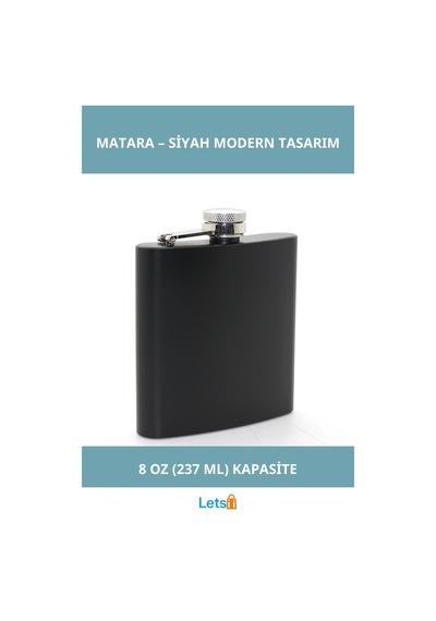 Paslanmaz Çelik Sızdırmaz Kompakt 8 Oz Siyah Matara Çok Renkli