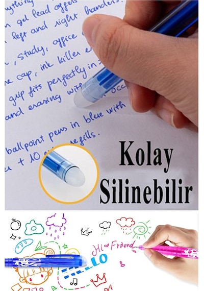 Siyah Silinebilir Tükenmez Kalem 5 Adet Bıa Silinebilir Jel Pilot Kalem Mürekkepli Kolay Silinebilir Kumaş Kalemi Siyah