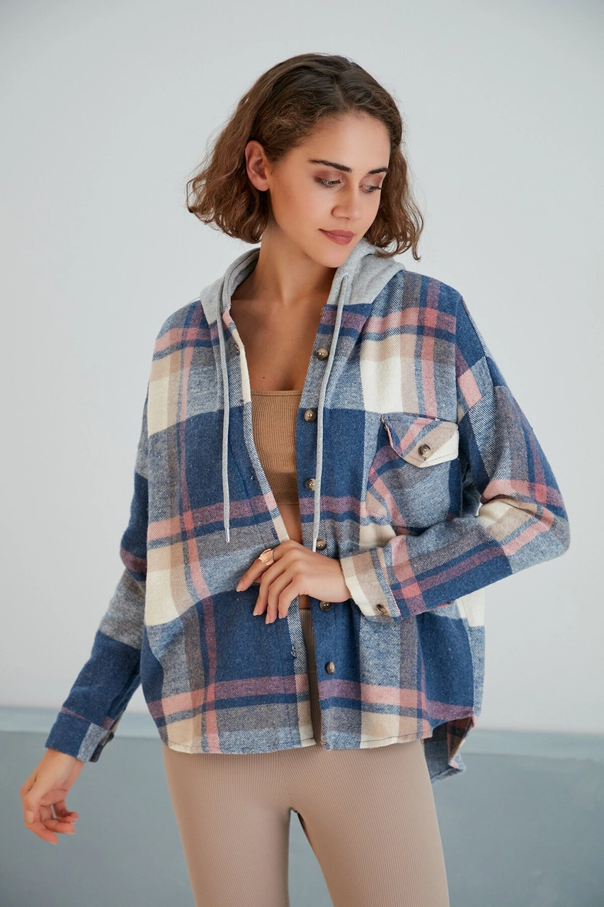 Pikka Online Kadın Çok Renkli Soft Mavi Oduncu Oversize Ceket Gömlek Kahverengi - Mavi Pikka Online Kadın Çok Renkli Soft Mavi Oduncu Oversize Ceket Gömlek Kahverengi - Mavi