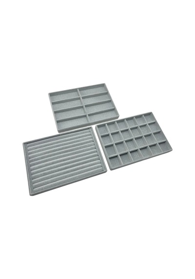 Bern Model Süet Kumaş Gri Renk 34/24cm 3 Lü Takımtakı Sergileme Standı