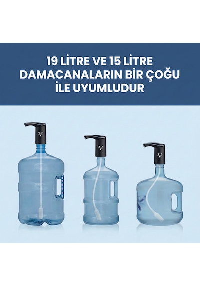 Vayomy Silentpro Sessiz Şarjlı Otomatik Damacana Su Pompası Dalgıç Motor Yüksek Hızlı Dolum Çocuk Kilidi Bpa Free Siyah