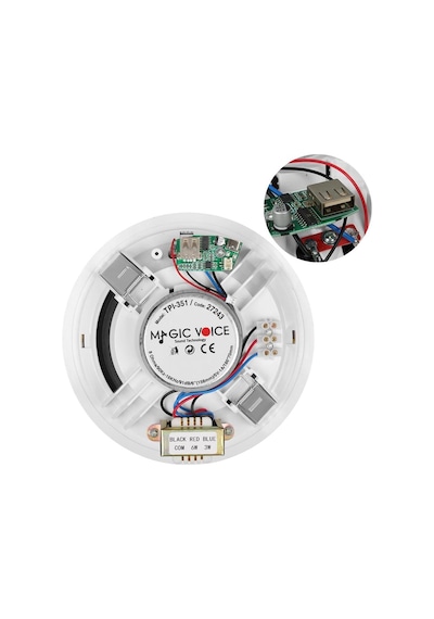 Magicvoice Tpı-351 6 İnç 16 Cm Hat Trafolu Alçıpan Asma Tavan Tipi Hoparlör Mağaza Kolon 6w Rms Mp3 Usb Uyumlu Beyaz