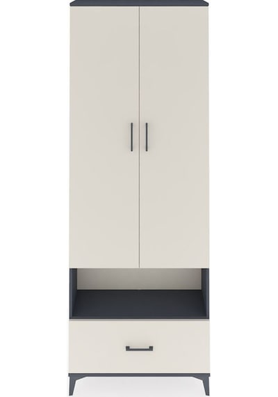 Arges Dolap 2 Raflı Tek Çekmeceli Tek Askılı 88x30x243 Antrasit-aytaşı Antrasit