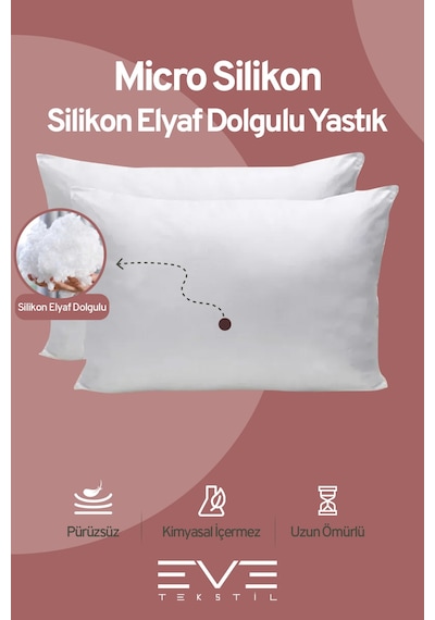 1 Adet Silikon Elyaf Nonwoven Yıkanabilir Antialerjik Vakumlu Yastık Seti 50x70cm 600 Gr Çok Renkli