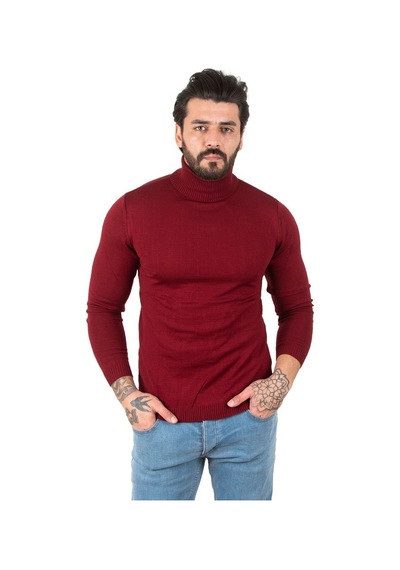 Deepsea Bordo Balıkçı Yaka Bordo Düz Kazak 2002292 Bordo