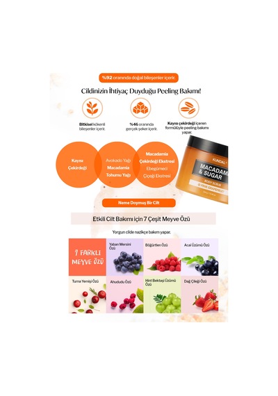 Macadamia Özlü Vücut Peelingi Kundal Macadamia & Sugar Body Scrub 550g Pink Grapefruit