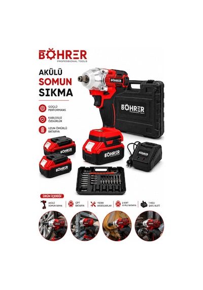 Böhrer Ba011405 2 Akülü 450nm Darbeli Somun Sökme Makinesi