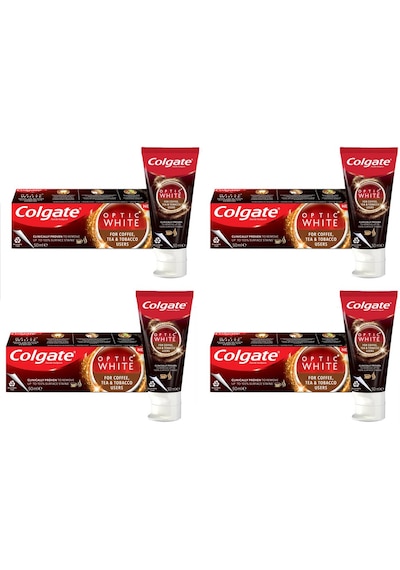 Colgate Optic White Kahve Çay Tütün Kullanan Diş Macun 125ml 4ad Zig Zag Charcoal 1+1 Orta Diş Fırça Tam Koruma