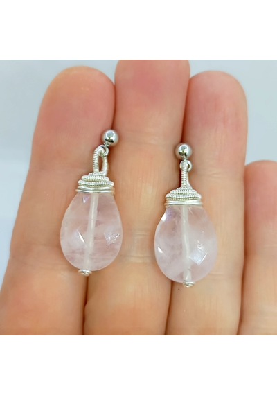 Sibelce 2261 Pembe Kuvars El Yapımı Küpe Pembe