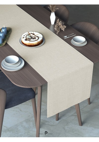 Br Perle Perle Home Keten Dokulu Runner Ekru Renk Dekoratif Şık Runner Örtü