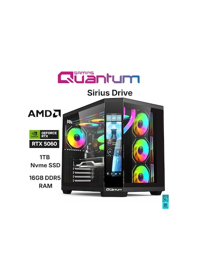 Quantum Gaming SIRIUS DRIVE R5-7500F 16 GB 1 TB NVMe SSD 8 GB RTX5060 Free Dos Masaüstü Oyuncu Bilgisayarı