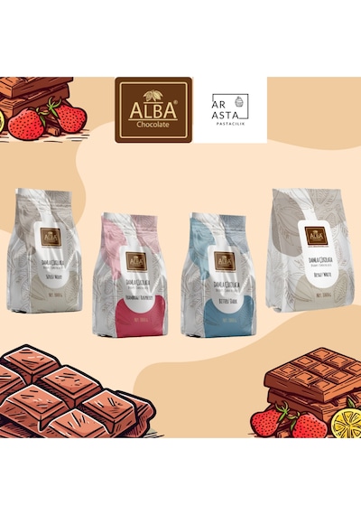 Damla Çikolata Kokolin 4 Lü Set Sütlü-bitter-fildişi-frambuaz 4 X 1 Kg