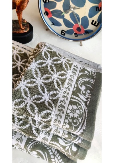 Hediyelik, Çeyizlik , İhraç Fazlası Özel Üretim Bukle Cotton Banyo-mutfak Havlu Seti 6'lı Set Yeşil