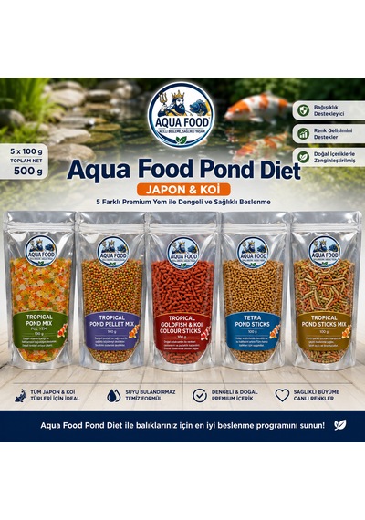 Aqua Food Pond Diet Japon Balığı & Koi Yem Paketi 5 X 100 G 500 G