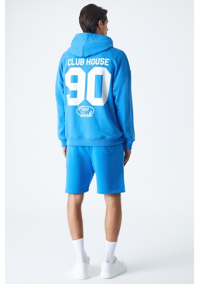 Grımelange Grımelange Agassı Erkek Yumuşacık Kumaşlı Saks Mavi Sweatshirt Saks Mavi