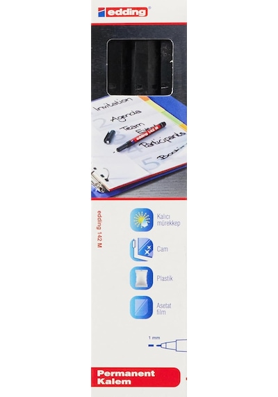 Ayrex 142 M Permanent Kalem, Asetat Kalemi, Siyah, 3'lü Set, 1 Mm Yuvarlak Uç Genel