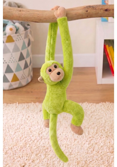 Yeşil Elleri Yapışabilen Maymun Peluş Oyuncak