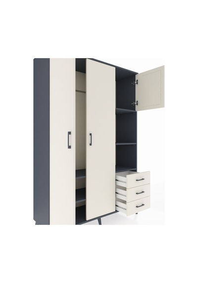 Hyperion Dolap 5 Raflı 3 Çekmeceli Tek Askılı 132x44x195 Antrasit-aytaşı/aytaşı Aytası/aytası Hyperion Dolap 5 Raflı 3 Çekmeceli Tek Askılı 132x44x195 Antrasit-aytaşı/aytaşı Aytası/aytası