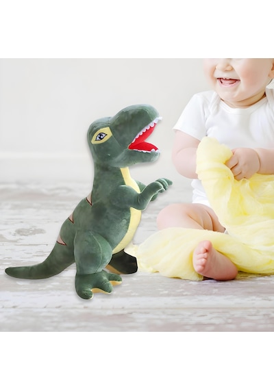 İthal Soft Kumaş Xl Boy Dinozor Tyrannosaurus T-rex Figür Peluş Oyuncak Uyku & Oyun Arkadaşı 55 Cm. Yeşil