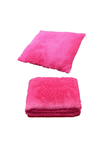 2 Li Set Battaniye Ve Minder Kedi Uyku Yatağı Minderi Pembe