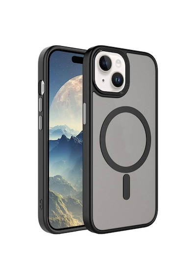 Ardemix Apple iPhone 15 Plus Uyumlu Mat Arka Yüzey Wireless Şarj Özellikli Flet Magsafe Kı Siyah