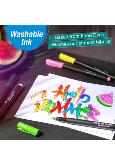 Faber-Castell Black Edition Keçeli Kalem Fırça Uç 10’lu, Parlak Renkler, Yazım ve Boyama İçin Uygun, Yumuşak