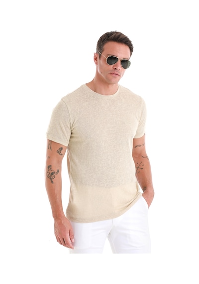 Hatemoğlu Vizon Regular Fit Düz Bisiklet Yaka Pamuklu Tişört 35102024c010 Vz Vizon